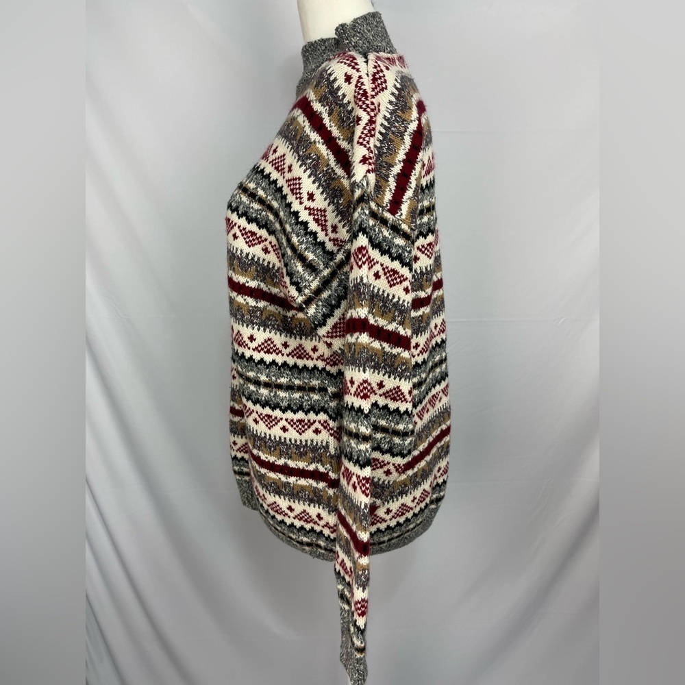 Carly Blake multi colored mock turtleneck pull over cotton sweater women’s M - Picture 6 of 15